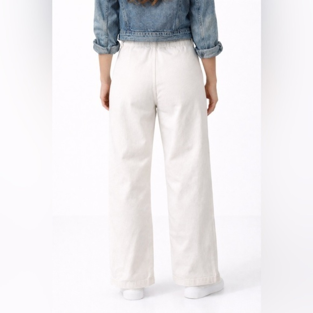 Lands' End White high waisted wide leg bare back jeans size 10